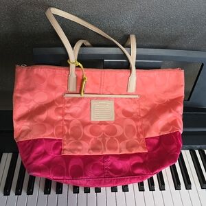Coach Pink and Orange Women's Tote Bag
